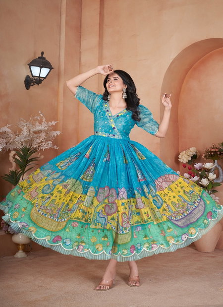 Radhey Mix Cotton Long Gown Dress Wholesale Clothing Distributors In India